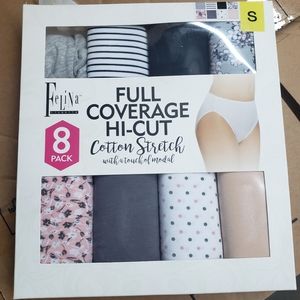 Felina 8 Pack Full Coverage Hi Cut Cotton Panty